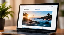Website design displayed on a laptop