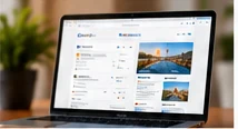 Business information dashboard displayed on a laptop