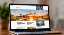 Business website displayed on a laptop